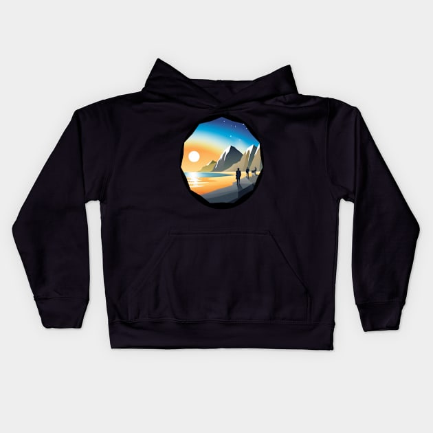 Cartoon Lake Hike Kids Hoodie by DB's